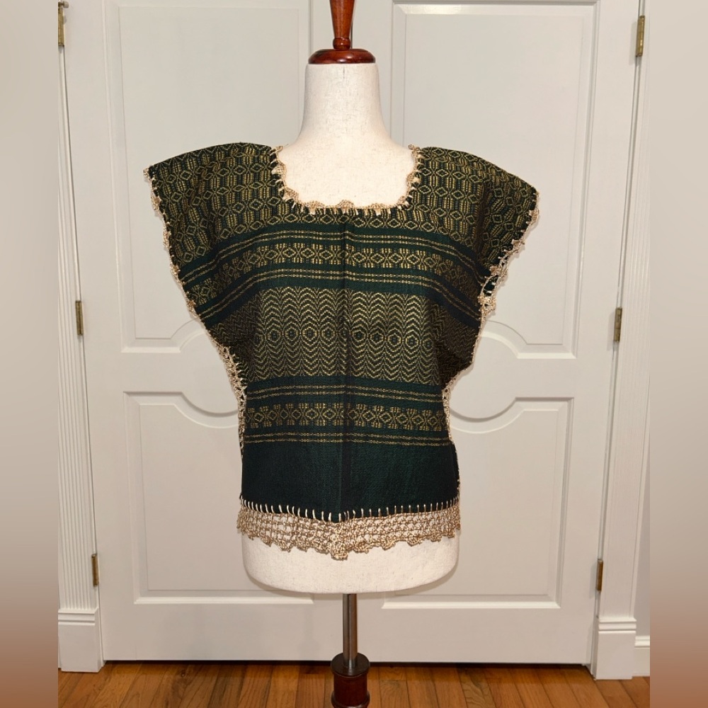 Mexican top Made on a Treadle Loom Hippie-Boho.